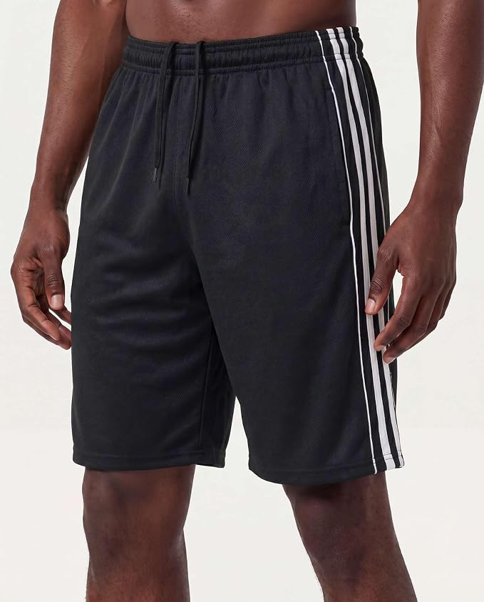 5 Pack Men's Mesh Shorts Athletic Basketball Sports Gym Workout Pockets | Cooling Moisture-Wicking, 9", Long, Quick-Dry, Breathable, Elastic Drawstring Waistband. Running, Exercise, Soccer, Training. - Image 2