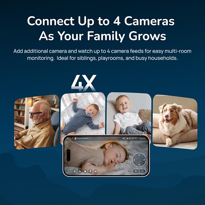 Babysense Touch Add-On Camera Unit – 4MP Dual-Lens (Wide & Telephoto), 6X Hybrid Zoom, AI Auto Tracking & Focus Area, Night Vision, Compatible w Touch Parent Unit/App (Monitor Not Included) - Image 3