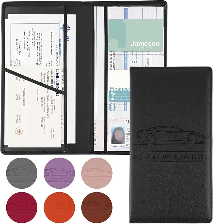 JUSTTOP 1Pack Car Registration and Insurance Holder,Car Document Holder for Cards License with Magnetic Shut,Vehicle Glove Box Car Organizer for Documents, Cards, License(Black) by JUSTTOP
