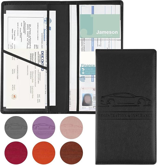 JUSTTOP 1Pack Car Registration and Insurance Holder,Car Document Holder for Cards License with Magnetic Shut,Vehicle Glove Box Car Organizer for Documents, Cards, License(Black) by JUSTTOP