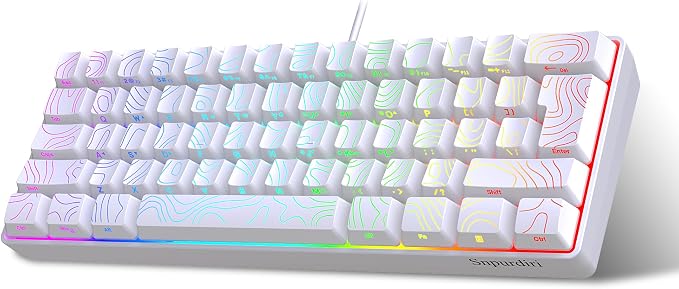 Snpurdiri 60% Wired Gaming Keyboard, 61 Keys RGB Contour Line (White) | Backlit Ultra-Compact Small Gaming Keyboard for PC/Mac Gamer, Typist, Travel, Easy to Carry on Business Trip by Snpurdiri