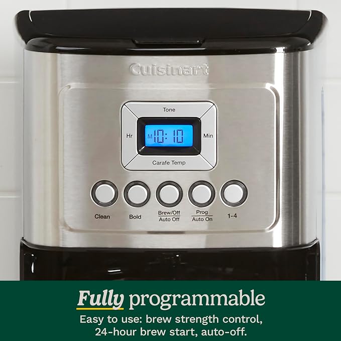 Cuisinart Coffee Maker, Programmable, Stainless Steel, 14-Cup Glass Carafe | PerfecTemp coffee machine with 1-4 cup settings, strength control, auto-off & a reusable gold tone filter, DCC-3200 - Image 3