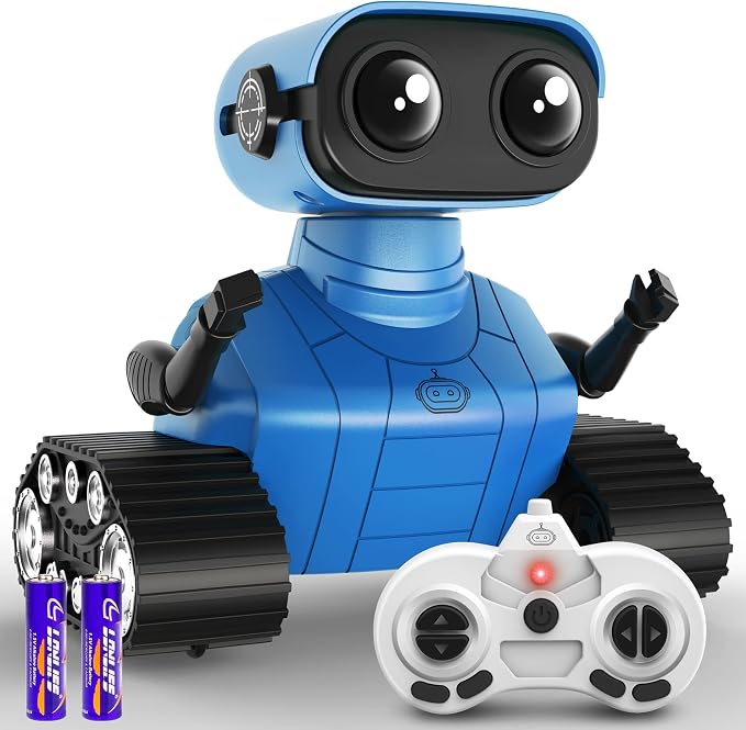 Hamourd Robot Toys for Boys Girls, Rechargeable Remote Control Emo Robots with Auto-Demonstration, Flexible Head & Arms, Dance Moves, Music, Shining LED Eyes for 5+ Years Old Kids by Hamourd