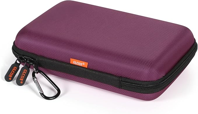 Deep Purple Carrying Case - GLCON Hard Storage Case Electronics Organizer Tech Pouch for Hard Drive, Power Bank, Cell Phone, Charger Enclosure - Portable Travel Pouch Bag with Carabiner by GLCON