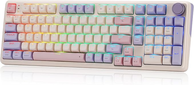 Redragon K768 PRO Wireless 100-Key Gasket Gaming Keyboard, Knob + 8000mAh | Multi-Function Control Wheel, 0-Delay Tri-Mode, Cushioned 5-Layer Noise Dampening for Creamy Thocky Sound, Practical 95% Size by REDRAGON