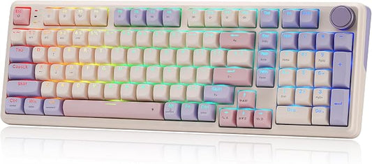 Redragon K768 PRO Wireless 100-Key Gasket Gaming Keyboard, Knob + 8000mAh | Multi-Function Control Wheel, 0-Delay Tri-Mode, Cushioned 5-Layer Noise Dampening for Creamy Thocky Sound, Practical 95% Size by REDRAGON