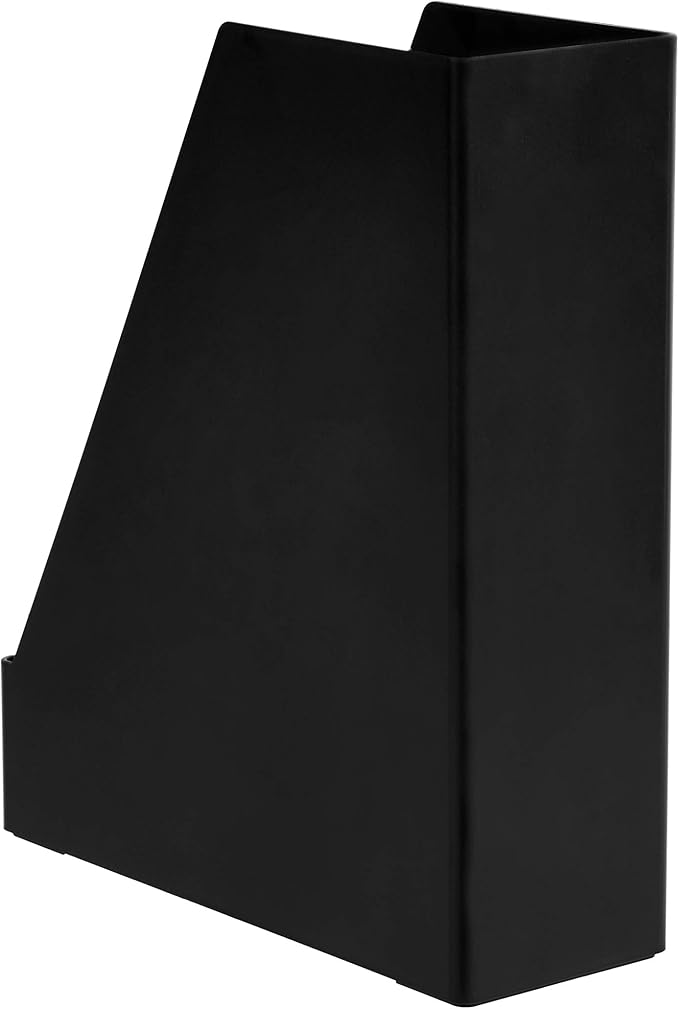 Amazon Basics Plastic Desk Organizer Vertical Magazine Rack and File Holder, Black, 12-Pack - Image 3