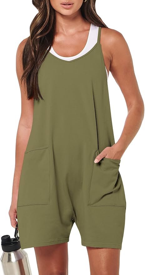 ANRABESS Womens Rompers Summer Casual Loose Sleeveless Overalls Spaghetti Strap Shorts Jumpsuit 2026 Beach Vacation Clothes by ANRABESS