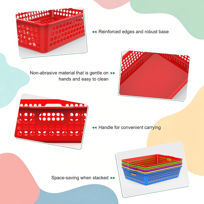 QRRICA 12 Pack Plastic Classroom Storage Baskets, Paper Trays for Classroom Organization & Turn in Trays for Teachers, Students, Desk Organizer Bin 13.8x10.6x3.1 Inch - Image 3