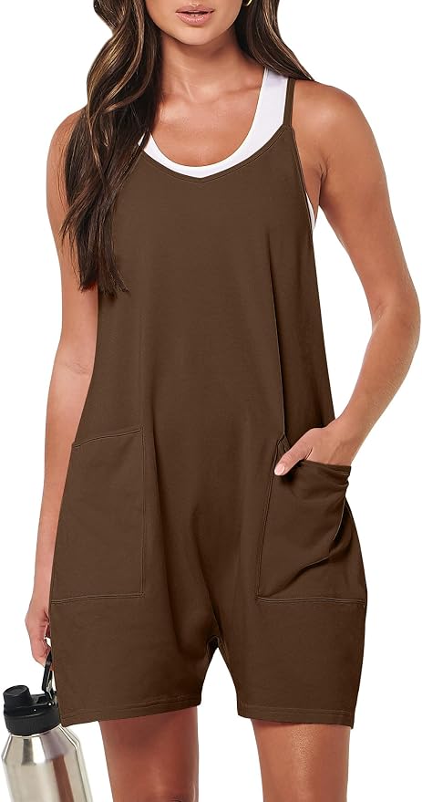 ANRABESS Womens Rompers Summer Casual Loose Sleeveless Overalls Spaghetti Strap Shorts Jumpsuit 2026 Beach Vacation Clothes by ANRABESS