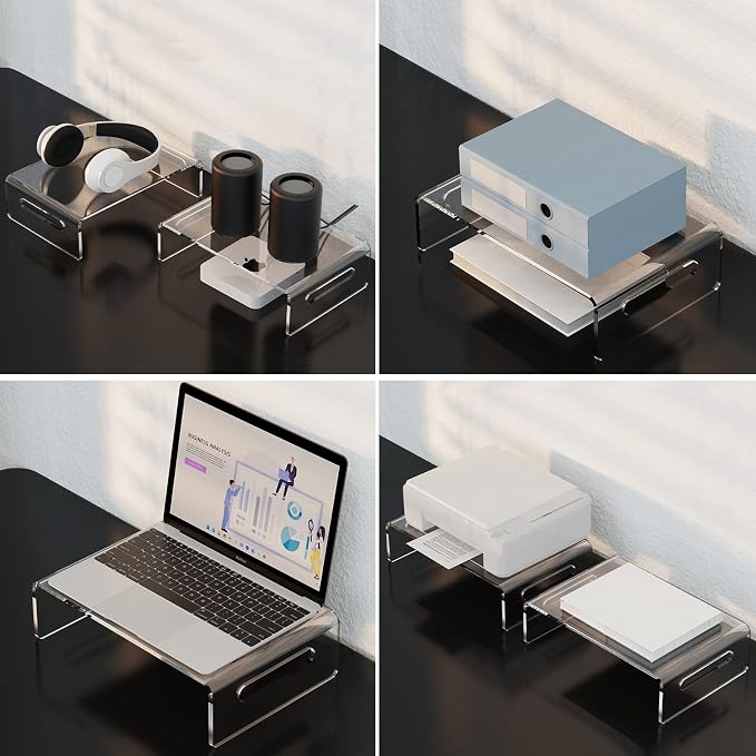 Zimilar 2 Pack Monitor Stand Riser, Acrylic Monitor Stand for Computer, Laptop, Printer, Notebook, Premium Clear Laptop Stand Acrylic Monitor Riser for Home Office, Monitor Stands for 2 Monitors | Laptop, Printer, Notebook, Premium Clear Laptop Stand A... - Image 5