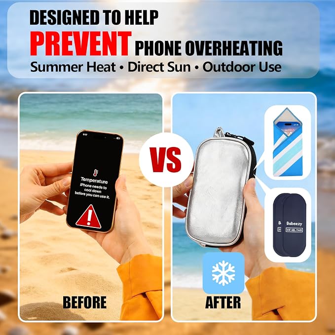 Thermal Phone Cooling Pouch for Beach & Pool iPhone Cooling Bag with 2 Reusable Gel Packs Prevent Overheating Phone Cooler Bag for Summer Heat - Image 2