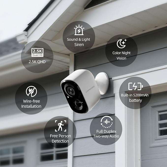 2.5K Wireless Home Security Cameras, Outdoor WiFi Non-Subscription AI Person Detection, 4MP Color Night Vision, Full Duplex 2-Way Audio, IP66 Waterproof Battery Powered, U.S. AWS Cloud - Image 4