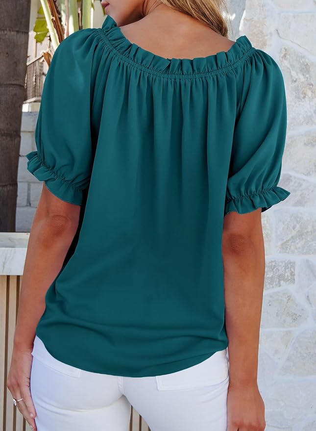 EVALESS Womens Tops Off The Shoulder Blouses for Women Dressy Casual Cute Puff Sleeve T Shirts Fashion 2026 - Image 3