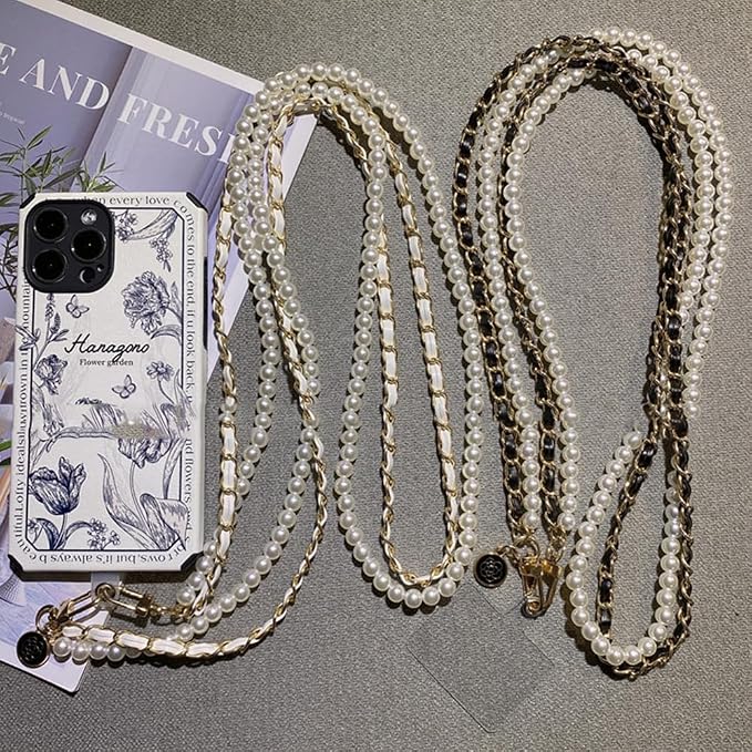 Phone Crossbody Chain Cell Phone Lanyard,Universal Leather+Metal Shouder Strap with Phone Tether Patches (P) - Image 4