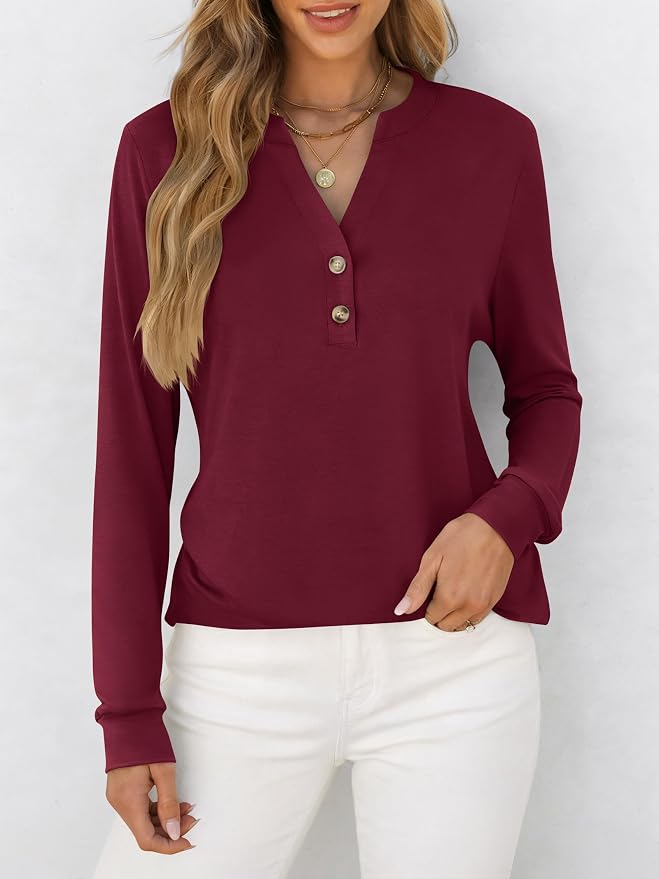 ANRABESS Women's Long Sleeve Shirts 2026 Spring Fashion Dressy Casual Tops Trendy Henley Blouses Cute Work Outfits Clothes - Image 3