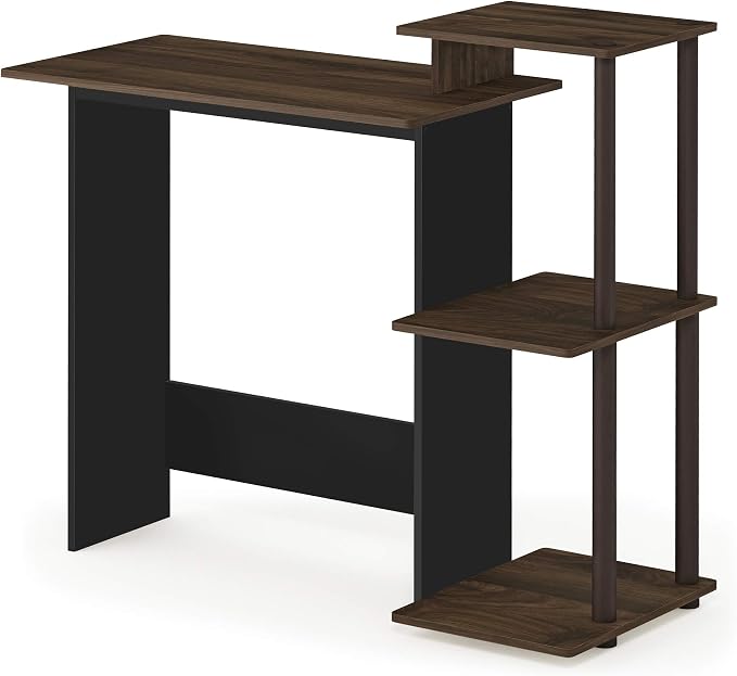 Furinno Efficient 29-Inch Brown Computer Desk, Office Desk with 3 Side Shelves, Rectangular Home Office Desk, Gaming Desk for Home Office, Bedroom, Study Room, Brown Walnut - Image 7