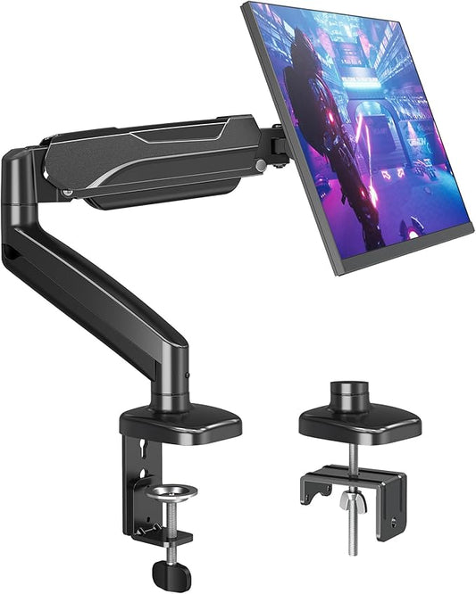 MOUNTUP Single Monitor Desk Mount Holds Screen up to 32 inch, Height Adjustable Monitor Arm, Full Motion Computer Monitors Stand with Clamp/Grommet Base, VESA Mounts Fit 4.4-17.6lbs Computer, Black by MOUNTUP
