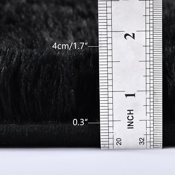 Tepook Super Soft Fluffy Rug for Bedroom, Modern Shaggy Fuzzy Kids Rugs for Living Room, Plush Indoor Nursery Home Decor Dorm Carpet with Non-Slip Bottom, Black, 5 X 8 Feet - Image 10