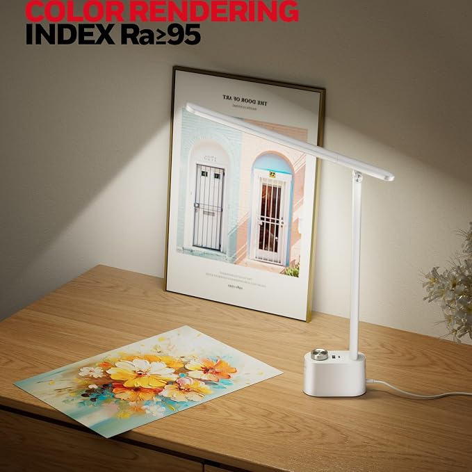 Honeywell H01 Pro Sunturalux Compact LED Desk Lamp Full Spectrum | CRI≥95, Low Blue Light, Flicker-Free, 3000K-5500K, Small Desk Light for Working, Study, White - Image 3