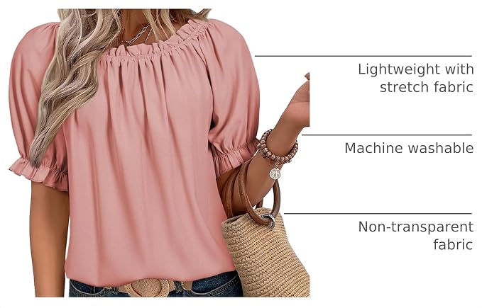 EVALESS Womens Tops Off The Shoulder Blouses for Women Dressy Casual Cute Puff Sleeve T Shirts Fashion 2026 - Image 4