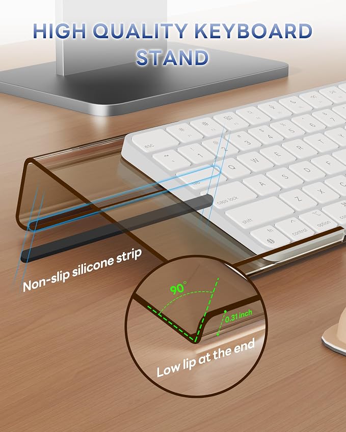 Laborio Computer Keyboard Wrist Rest, Keyboard Riser Stand for Desktop | Coffee, Ergonomic Acrylic Keyboard Holder, Non-slip Wrist Pad, Pain Relief for Typing, Multiple Colors - Image 4
