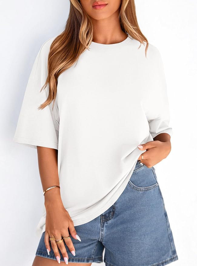 PRETTYGARDEN Womens 2026 Spring Going Out Tops Casual Short Sleeve Crewneck Loose Fit Basic Oversized T Shirts Summer Outfits - Image 4