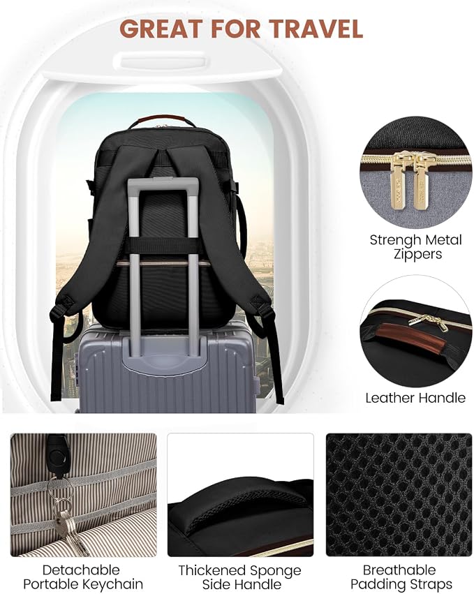 LOVEVOOK 50L Travel Backpack for Women & Men, Airline Approved Carry On Luggage with 3 Packing Cubes, TSA Overnight Bags, Waterproof Personal Item Bag, Weekender Essentials Backpacks fits 17" Laptop - Image 7
