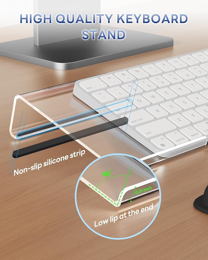 Laborio Computer Keyboard Wrist Rest, Keyboard Riser Stand for Desktop | Clear, Ergonomic Acrylic Keyboard Holder, Non-slip Wrist Pad, Pain Relief for Typing, Multiple Colors - Image 5