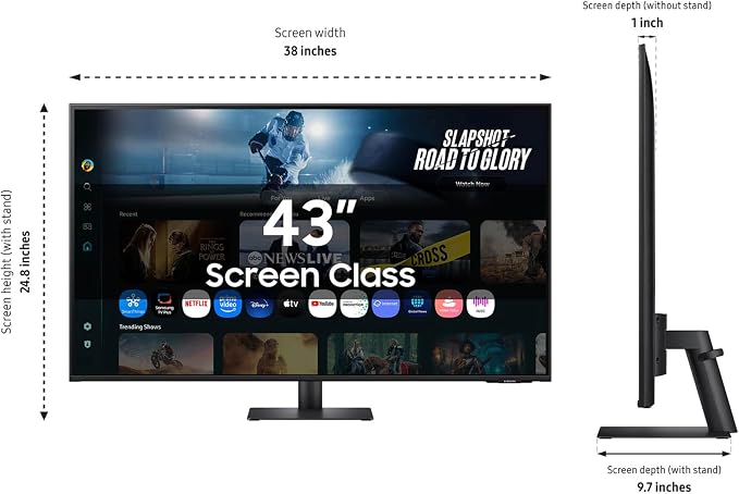 Samsung 43” Smart Monitor M7 (M70F) 4K UHD Display, Samsung Vision AI, Smart TV Apps, Gaming Hub, USB-C, HDMI and USB-A, Black, LS43FM702UNXZA, 2025 - Image 4