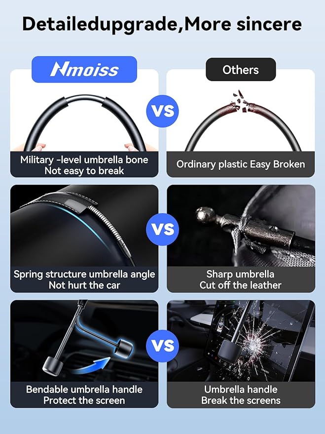 Nmoiss Windshield Sun Shade Umbrella for Silverado - [Vinyl Coating Heat Shield] Protect Car from Sun Rays & Heat Damage Keep Cool and Protect Interior, Spring Structure Edge - Image 6