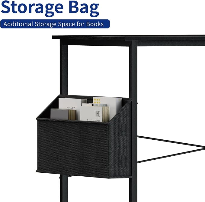 Pamray 47 Inch Computer Desk for Small Spaces with Storage Bag, Home Office Work Desk with Headphone Hook, Small Office Desk Study Writing Table - Image 5