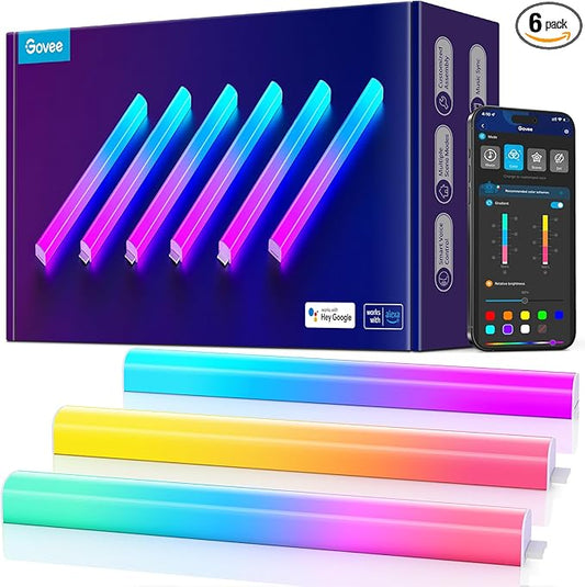 Govee Glide Wall Lights, Smart Gaming Light Bar, Works with SmartThings | RGBIC LED Wall Lamp for Bedroom, DIY, 6 Count Light Bar for Gaming Room(2 Panels Set and 3 Sections/Panel) by Unknown
