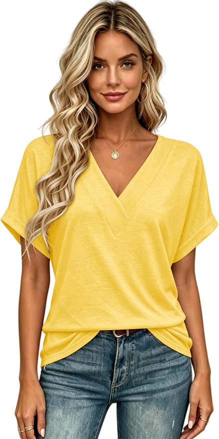 T Shirts Short Sleeve V Neck Tees Womens Tops Beach Vacation Fashion Clothes 2026 Casual Summer Spring Fall Outfits - Image 2