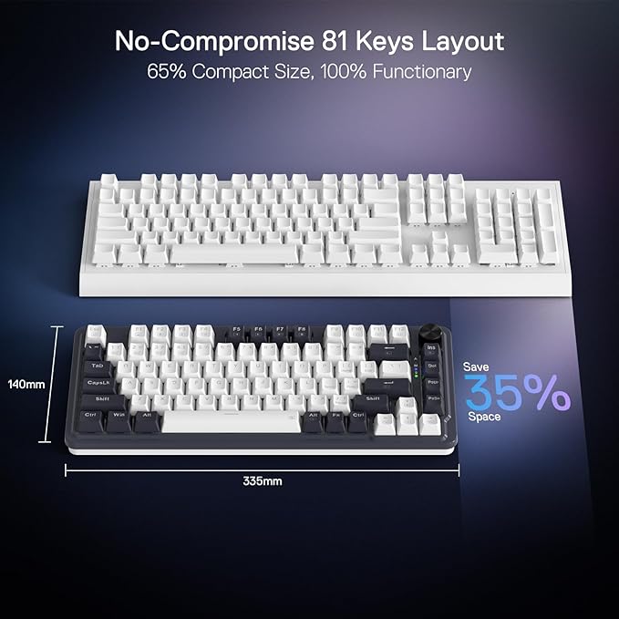 Redragon K673 PRO Wireless 81-Key RGB Gasket Gaming Keyboard, Scroll Knob | Multi-Function Control Wheel, 0-Delay Tri-Mode, Cushioned 5-Layer Noise Dampening for Creamy Thocky Sound, Compact 80% Size - Image 3