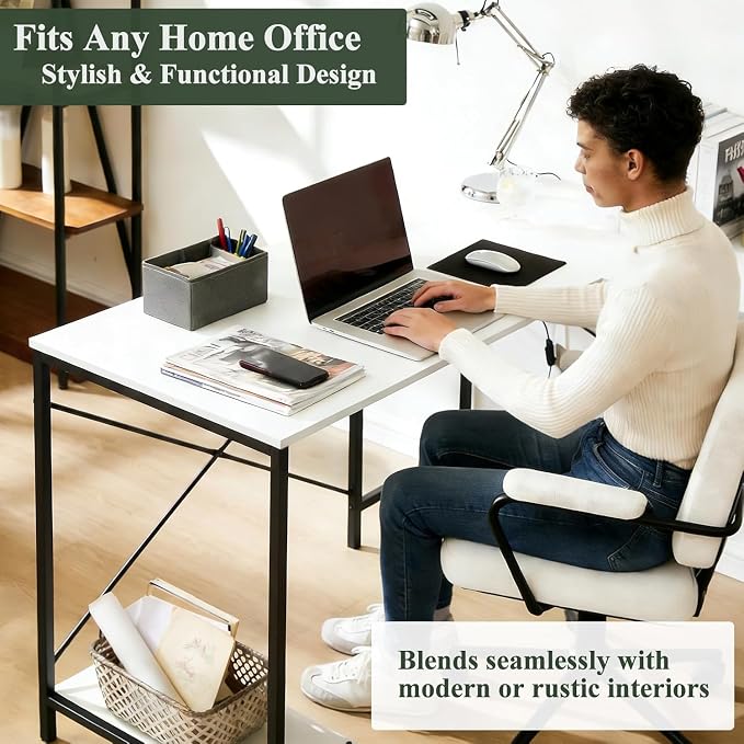 L Shaped Desk Computer Desk, 50inch White Gaming Desk with CPU Stand | Reversible Corner Desk, Sturdy Metal Frame, Student Study Writing Table for Home Office - Image 7