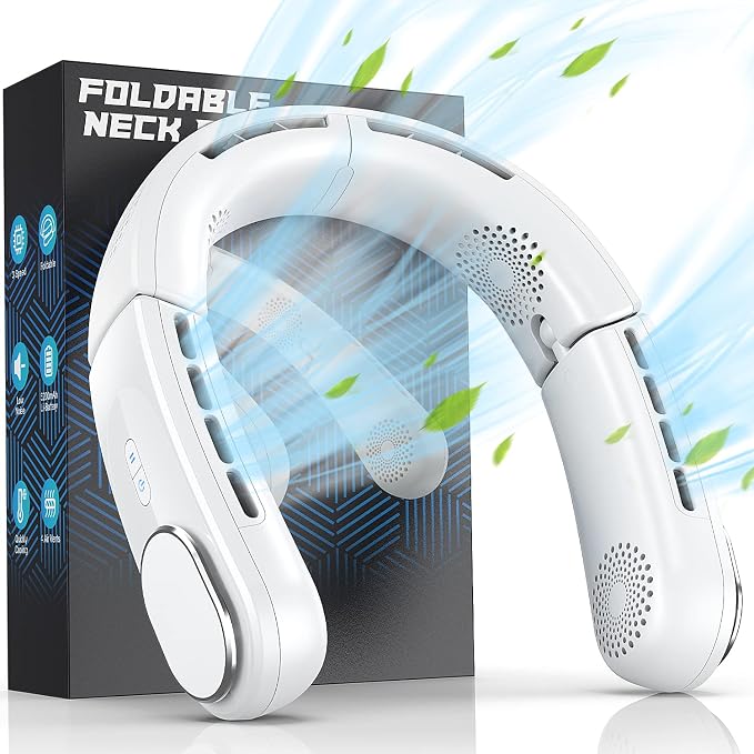 ChillGo Neck Fan - 4 Turbo Foldable Portable Fans - Personal Bladeless Fan 5200mAh with Strong Airflow, Neck Fans that Blow Cold Air with 4 Vent Small Mini Fans Wearable Cooling Fan for Travel Outdoor by KorbotBestCoolingForYou