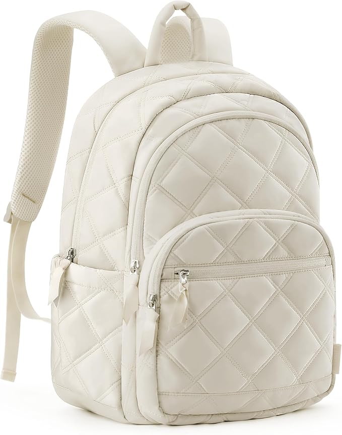 BAGSMART College Laptop Backpack,Cute Travel Backpack for Women,Quilted Computer Bookbag by BAGSMART
