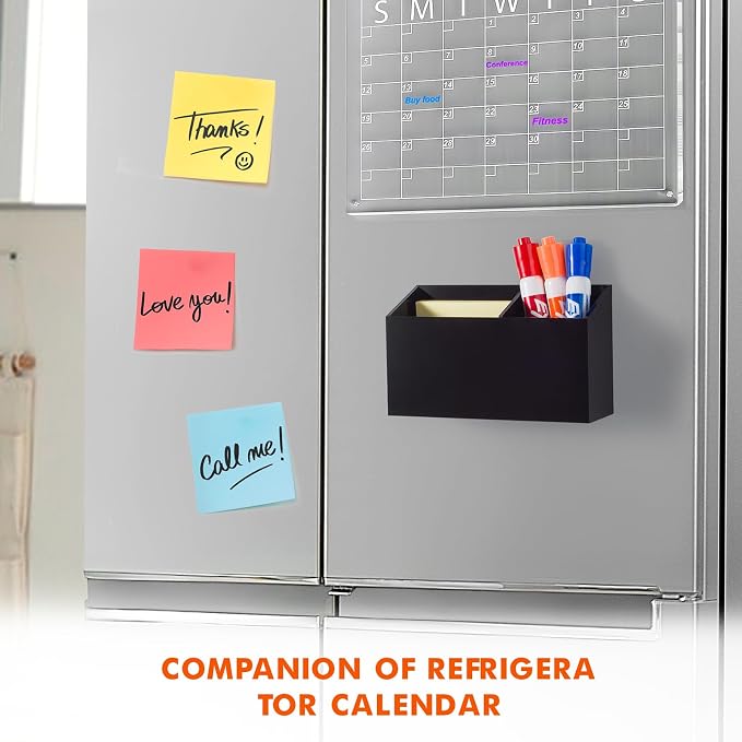 BEYGORM Magnetic Dry Erase Marker Holder for Whiteboard & Refrigerator | Non-slip Acrylic Pen Holder for Classroom, Fridge Magnet, Locker Organizer Accessories, Teacher & School Supplies(Black) - Image 3