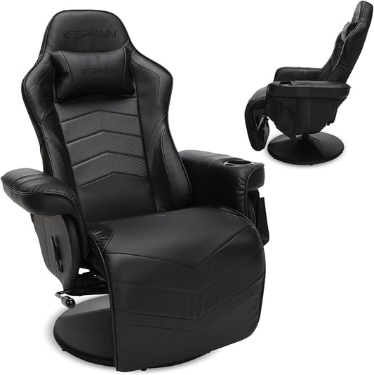 Respawn 900 Gaming Recliner Chair with Footrest, Cup Holder and Swivel | Ergonomic gaming recliner with footrest, cup holder, lumbar support, 135° recline & 360° swivel for console gaming by BrandRESPAWN