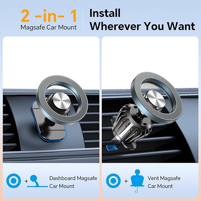 Kaistyle for Magsafe Car Mount【20 Strong Magnets】Magnetic Phone Holder for Car Phone Holder Mount Dash Mounted Holders Cell Phone Holders for Your Car Accessories for Women Men for iPhone 17 16 15 14 - Image 2