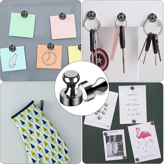 LOVIMAG Fridge Magnets 60Pcs, Magnet for Refrigerator Whiteboard, Black | Small Strong Neodymium Metal Cute Push Pin for Classroom, Kitchen, Accessories Decorative, Office, Calendar - Image 7