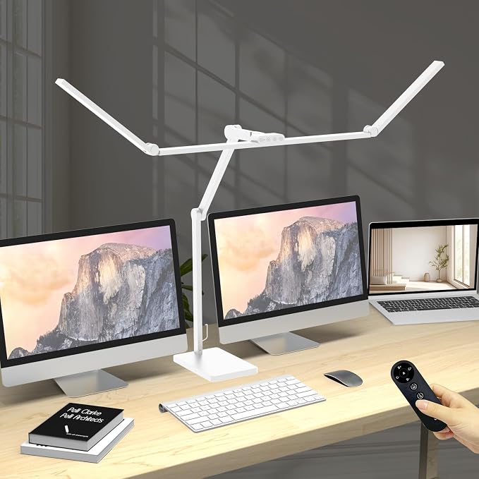 Omorepa 36 W 3000 LM Ultra Bright Architect Desk Lamp with Base, 47.4 Inch Wide Tall Overhead Desk Light for Home Office, Dimmable Table Light with Remote for Desktop Working,Drafting,Reading by Omorepa
