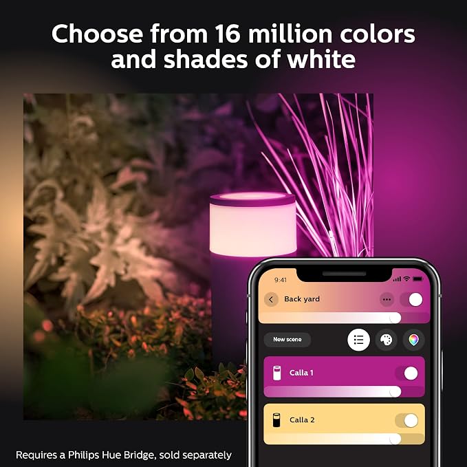 Philips Hue Calla Outdoor Smart Pathway Light, 1 Pack, White & Color Ambiance Walkway LED Lights, Weatherproof Low Voltage Lighting, Requires Bridge and Power Supply, Control with App and Voice - Image 5