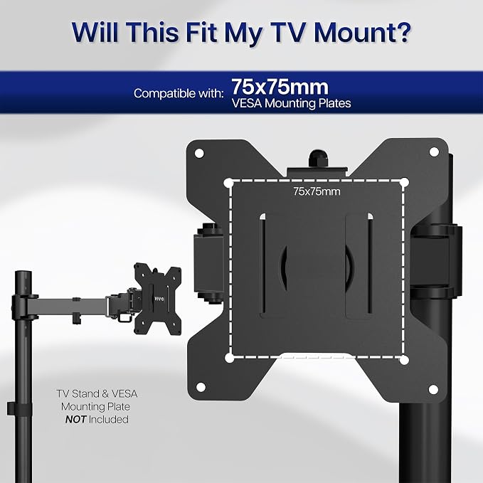 VIVO Height Adjustable VESA Adapter Stand for Individual Monitors up to 27 Inches Black - Image 5