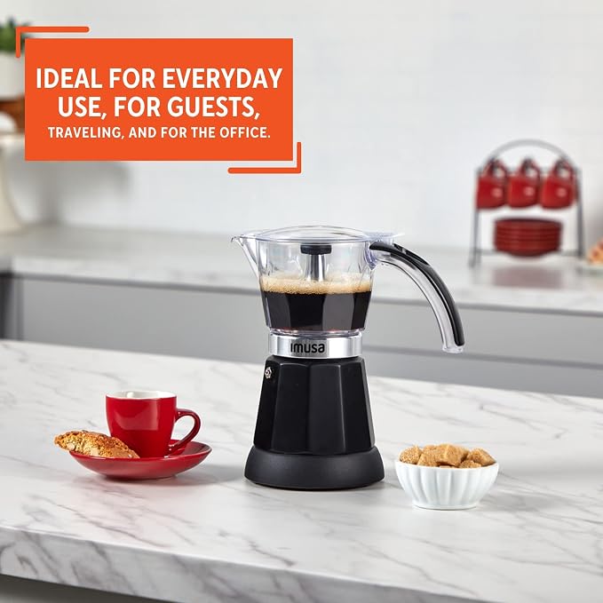 Imusa 6 or 3 Cup Electric Espresso Maker Black Coffee Machine for Cuban Coffee, Moka and Espresso Drinks (Pack of 2) - Image 6