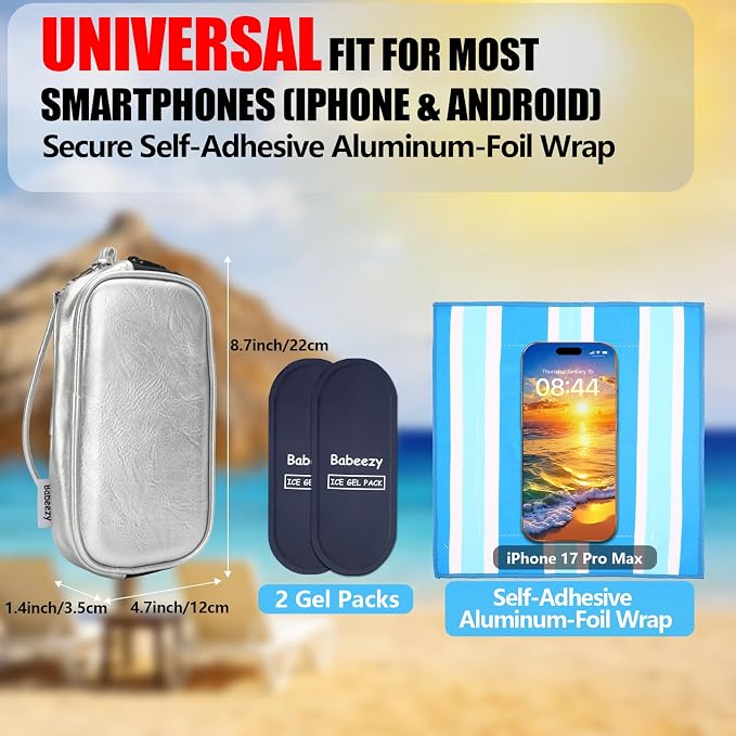 Thermal Phone Cooling Pouch for Beach & Pool iPhone Cooling Bag with 2 Reusable Gel Packs Prevent Overheating Phone Cooler Bag for Summer Heat - Image 5