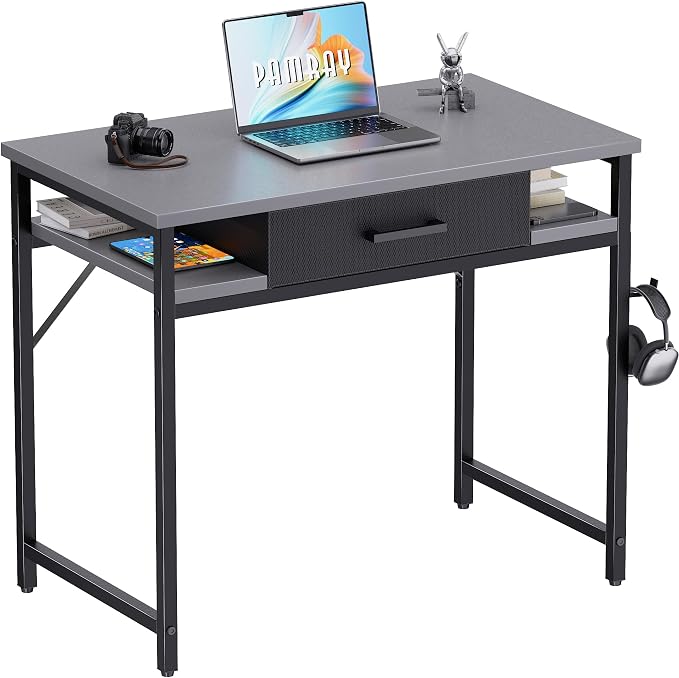 Pamray 32 Inch Small Computer Desk with Drawers for Bedroom Small Spaces | Compact, Sturdy, Easy Assembly, Mini, Suitable for Dorm and Apartment, Study and Writing by PAMRAY