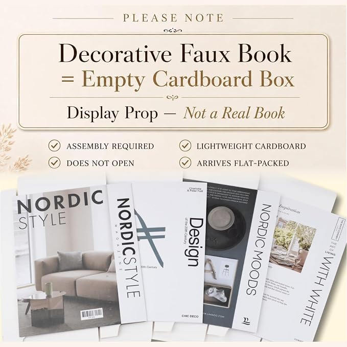PROBENEX 4 Pcs Decorative Books | Faux Black Coffee Table & Shelf Decor | Bold Modern Look for Living Room, Office and Entryway - Not Real, Tool-Free 2-Min Setup - Image 2