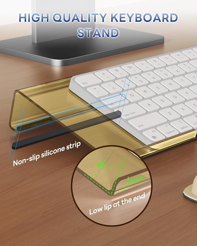 Laborio Computer Keyboard Wrist Rest, Keyboard Riser Stand for Desk(Beige) | Ergonomic Acrylic Keyboard Holder, Non-slip Wrist Pad, Pain Relief for Typing, Multiple Colors - Image 5